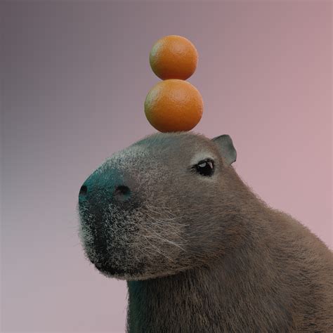 capybara with orange on head